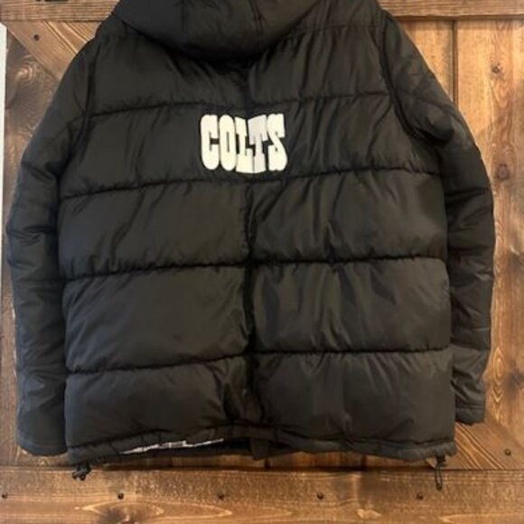 NFL Pro Line Indianapolis Colts Puffer Jacket Hooded Black Inside Plaid XL - Picture 7 of 16